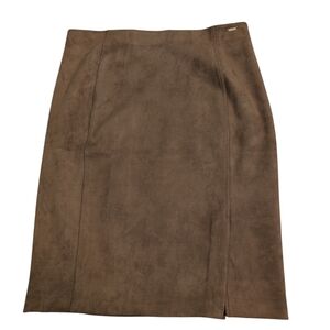 Ivanka Trump Faux Leather Brown Skirt, Elastic Waist Pull On, NWT, Women's Large